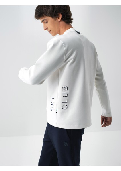 Erkek Ekru Pamuk Dokulu Regular Fit Sweatshirt fiyatları