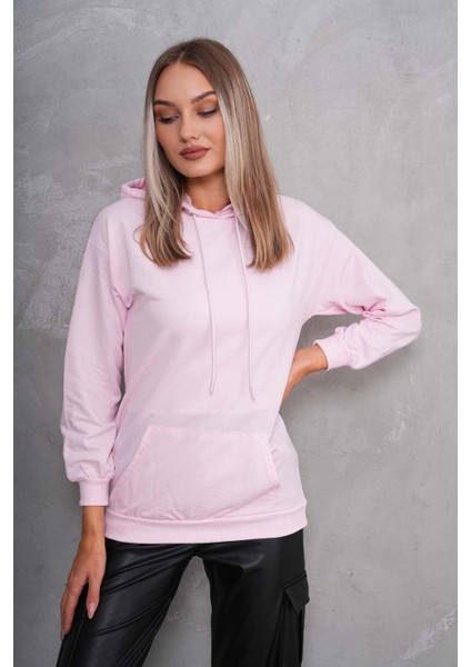 Kadın Kanguru Cepli Kapüşonlu Iki Iplik Sweatshirt 245099 - modelleri