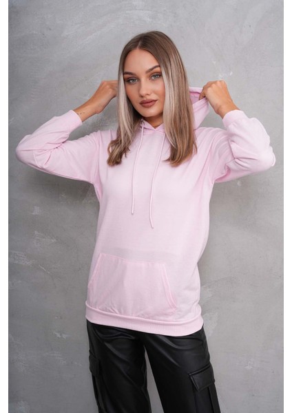 Kadın Kanguru Cepli Kapüşonlu Iki Iplik Sweatshirt 245099 - fırsatları
