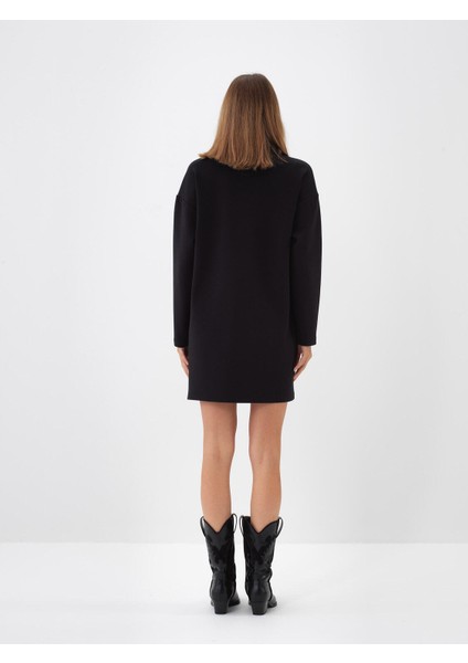 Kadın Siyah Pamuk Dokulu Oversize Elbise fırsatları