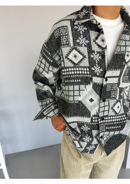 Erkek Oversize Desenli Yumuşak Dokulu Gömlek Yeşil fırsatları