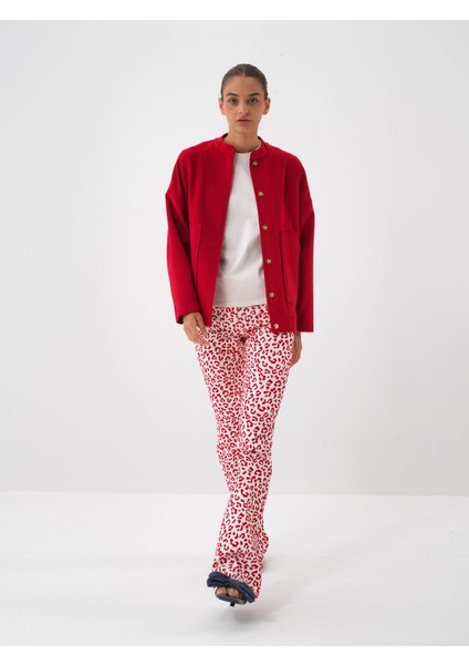 Kadın Kırmızı Esnek Dokulu Oversize Ceket fiyatları