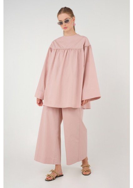 Poplin Bol Paça Pantolon Soft Pembe indirimleri