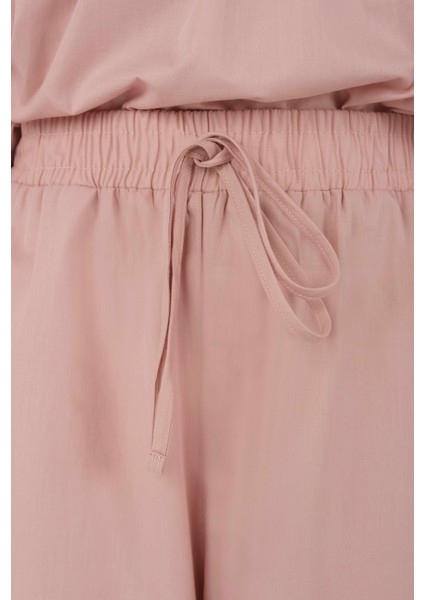 Poplin Bol Paça Pantolon Soft Pembe