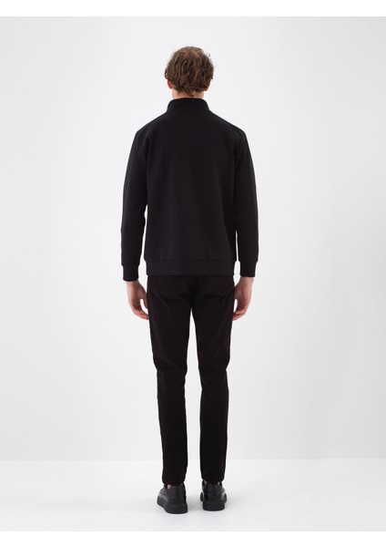 Erkek Siyah Pamuk Dokulu Regular Fit Sweatshirt fırsatları