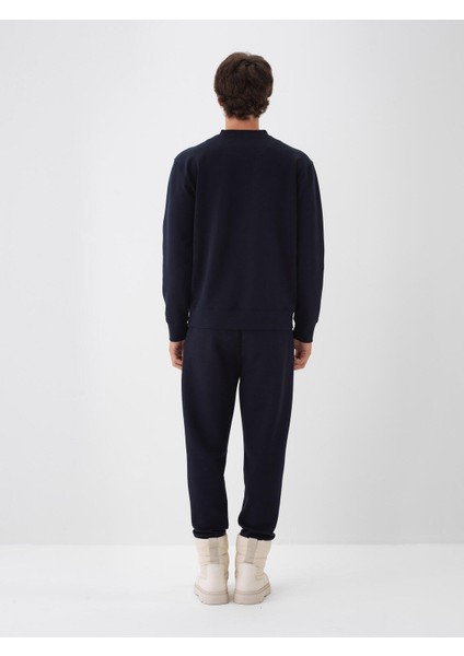 Erkek Lacivert Pamuk Dokulu Regular Fit Sweatshirt fırsatları