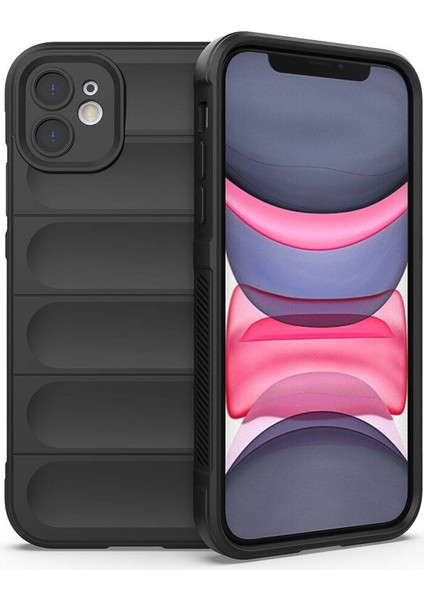 - Apple iPhone 11 - Kılıf Esnek TPU Oyuklu Arka Yüzey Tasarımlı Etnik Silikon Kapak - Siyah
