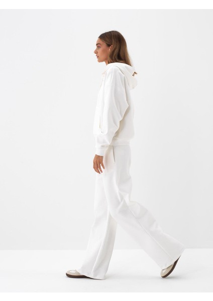Kadın Ekru Pamuk Dokulu Oversize Sweatshirt fiyatları