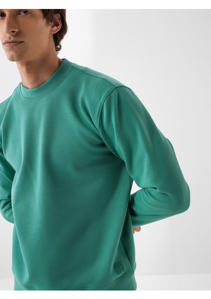 Erkek Yeşil Pamuk Dokulu Regular Fit Sweatshirt fiyatları