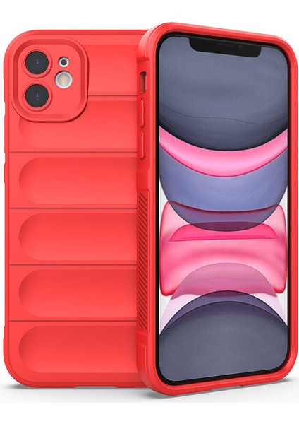 - Apple iPhone 11 - Kılıf Esnek TPU Oyuklu Arka Yüzey Tasarımlı Etnik Silikon Kapak - Kırmızı