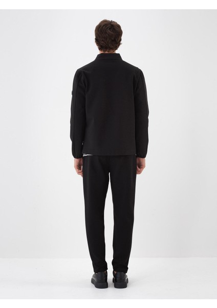 Erkek Siyah Pamuk Dokulu Regular Fit Mont fırsatları