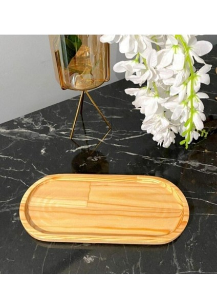Bambu Yağdanlık Stand ve Altlık Seti, Çok Amaçlı Sunum Tabağı, Bej, 27 cm ve 12 cm