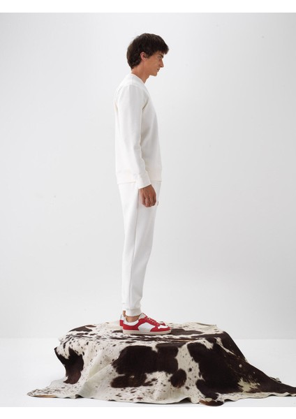 Erkek Ekru Pamuk Dokulu Regular Fit Sweatshirt modelleri