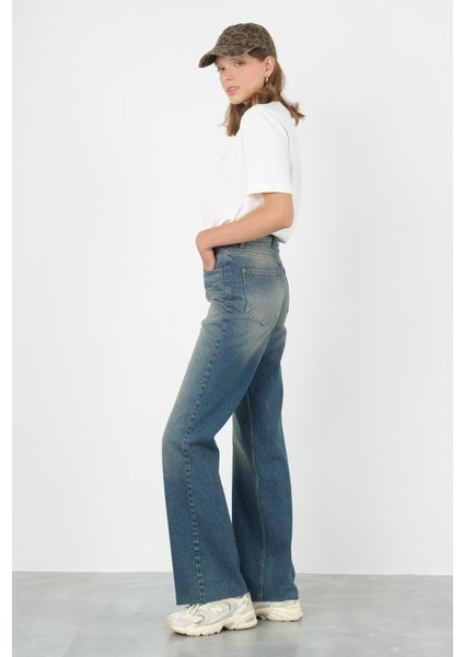 Wide Leg Jean Retro Mavi indirimleri