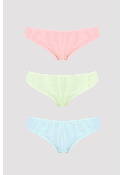 Pudra Yeşil Mavi 3lü Kaşkorse Basic Külot