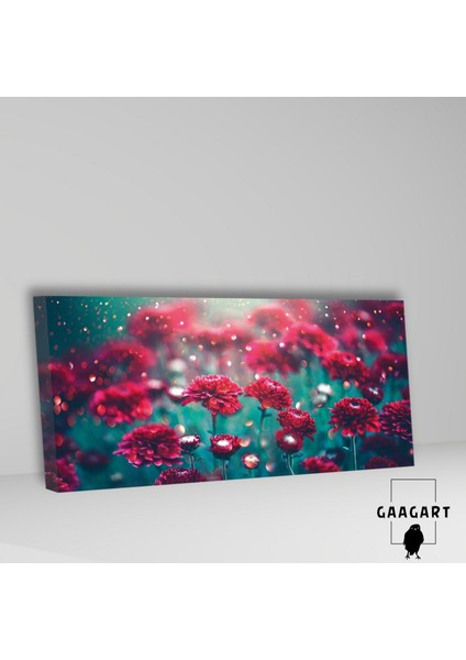 Panoramik Kanvas Duvar Tablosu Pırıltı Görünümlü Çiçekler fiyatları