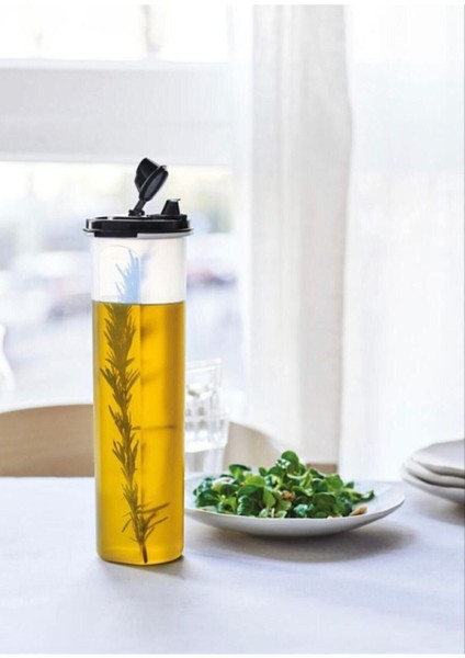 Oval zeytinyağlık, 1.1 Lt, siyah kapak, şık ve kullanışlı tasarım