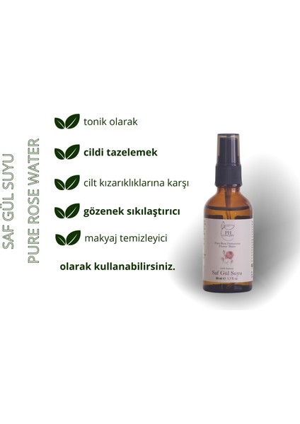 Gül Suyu 50 ml Cam Şişe Sprey Kapak 2'li Set