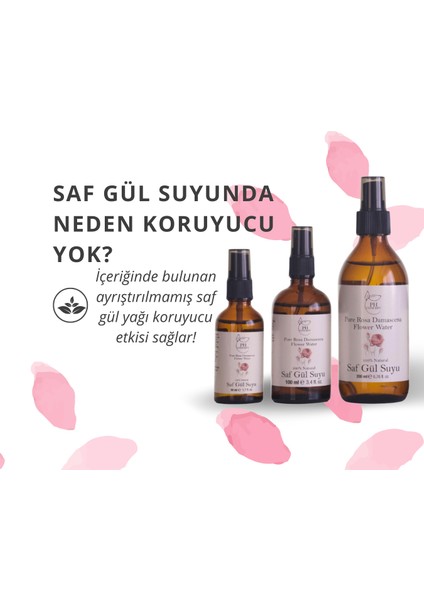 Gül Suyu 50 ml Cam Şişe Sprey Kapak 2'li Set