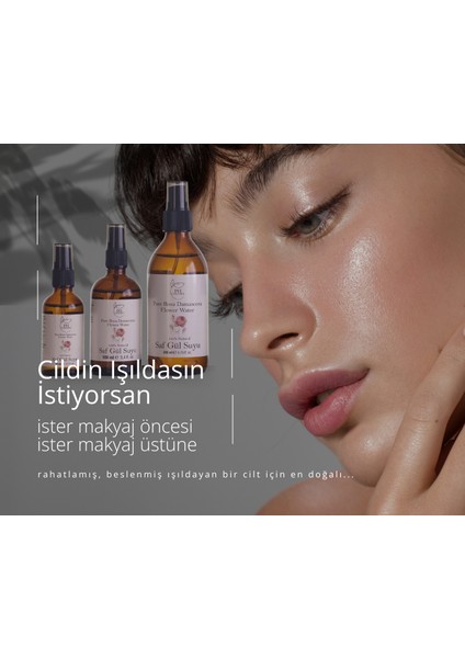 Gül Suyu 50 ml Cam Şişe Sprey Kapak 2'li Set
