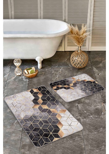 Renkli Doğal Pamuklu 2'li Banyo&mutfak Paspas Seti 60 x 100 50 x 60 cm fiyatları