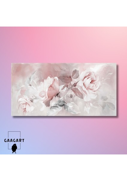 Panoramik Kanvas Duvar Tablosu Pastel Pembe Soyut Güller modelleri