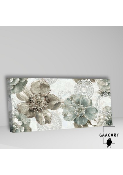 Panoramik Kanvas Duvar Tablosu Desenli Fonda Geniş Çiçekler fiyatları