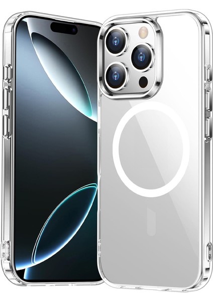 Apple iPhone 16 Pro Kılıf Magsafe Wireless Kablosuz Şarj Destekli Sert Silikon Şeffaf Kapak Manyetik