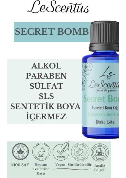 SECRET BOMB Esansiyel Koku Yağı Buhurdanlık Yağı Difüzör Hobi Esansı Oda Ortam Kokusu 10ml