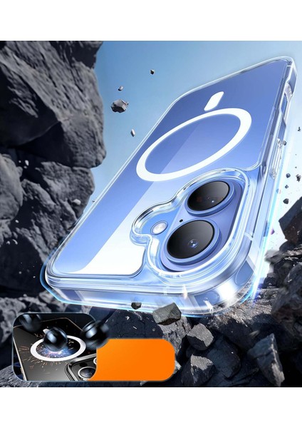 Apple iPhone 16 Kılıf Magsafe Wireless Kablosuz Şarj Destekli Sert Silikon Şeffaf Kapak Manyetik fırsatları