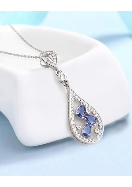 Safir Işıltısı Histryum Kadın Gümüş Kolye modelleri