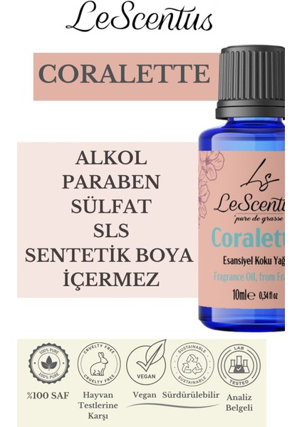 CORALETTE GIRL Esansiyel Koku Yağı Buhurdanlık Yağı Difüzör Hobi Esansı Oda Ortam Kokusu 10ml