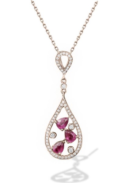 Rubalit Turmalin Rose Gold Histryum Kadın Gümüş Kolye