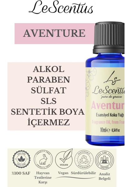 AVENTURE Esansiyel Koku Yağı Buhurdanlık Yağı Difüzör Hobi Esansı Oda Ortam Kokusu 10ml