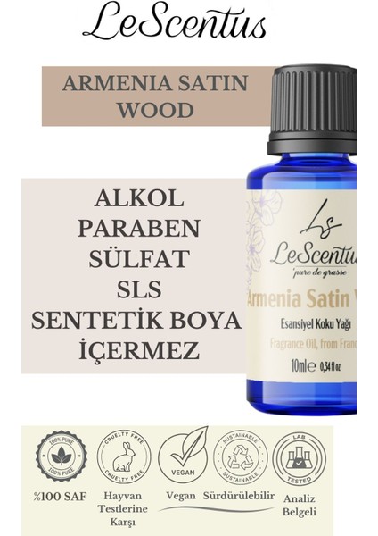 Armenia Satin Wood Esansiyel Koku Yağı Buhurdanlık Yağı Difüzör Hobi Esansı Oda Ortam Kokusu 10ml