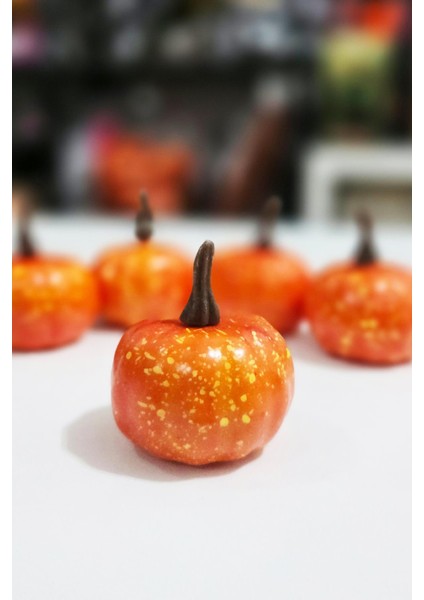 Halloween Balkabağı Figür Süs 5cm - 5 Li Set Cadılar Bayramı Kabak Figür Masa Süsleri 5 Adet modelleri