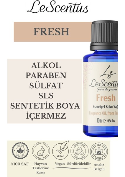 Fresh Esansiyelkokuyağıbuhurdanlık Difüzör Mum Sabun Hobi Esansıhavanemlendirici ODAKOKUSU10ML