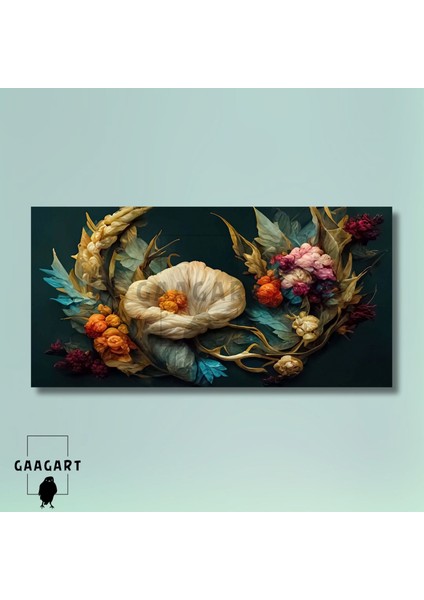 Panoramik Kanvas Duvar Tablosu Renkli Modern Çiçek Dalı modelleri