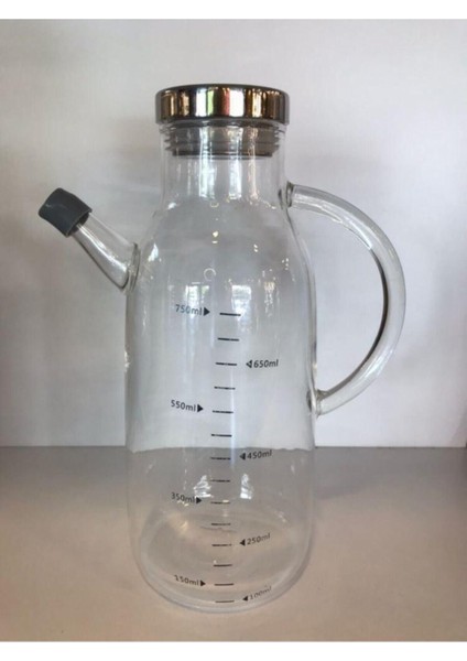 Gri Metal Kapaklı Cam Yağlık 750 ml, şık ve kullanışlı mutfak gereci
