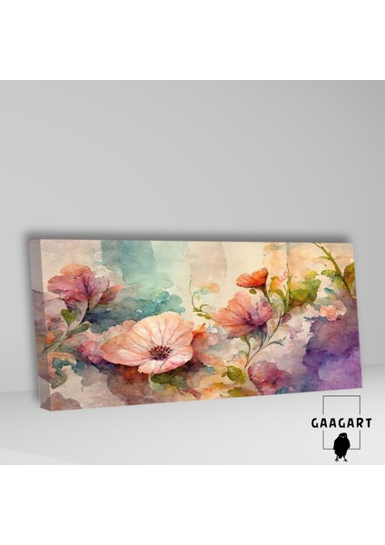 Panoramik Kanvas Duvar Tablosu Soyut Çok Renkli Çiçek Görseli fiyatları