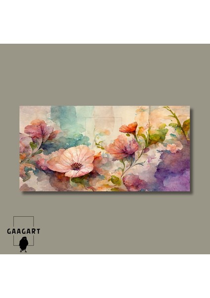 Panoramik Kanvas Duvar Tablosu Soyut Çok Renkli Çiçek Görseli modelleri