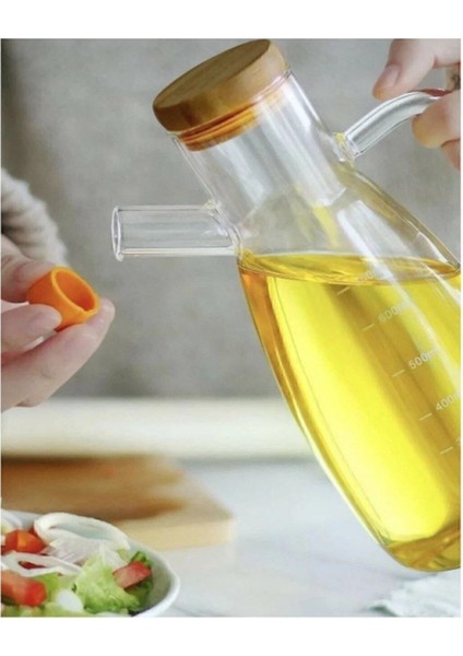 Yeşil Borosilikat Yağlık, 900 ml, şık ve dayanıklı mutfak aksesuarı