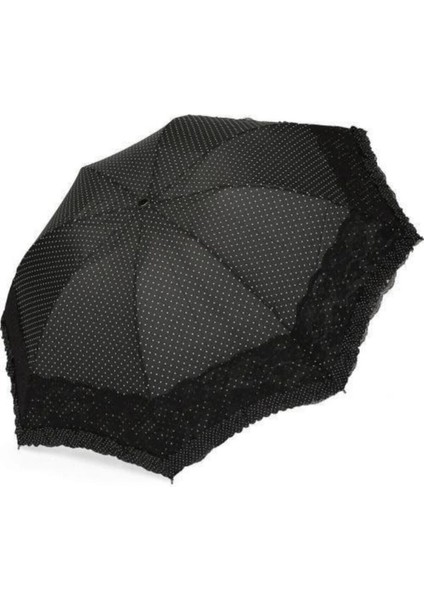 Lüx Kırılmaz Fırfırlı Şemsiye Kadınlar İçin Windproof Metal Gövde 110 cm Çap