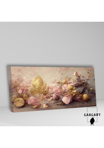 Panoramik Kanvas Duvar Tablosu Sarı Yapraklar ve Pembe Çiçek fiyatları