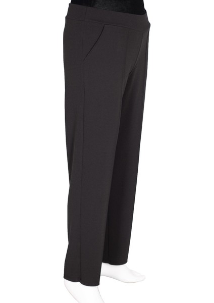 Kadın Hande Krep Kumaş Astarsız Lastikli Siyah Pantolon modelleri