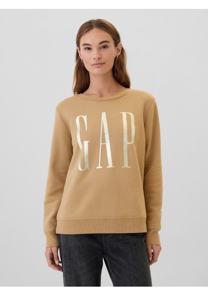 Kadın Bej Gap Logo Relaxed Fleece Sweatshirt