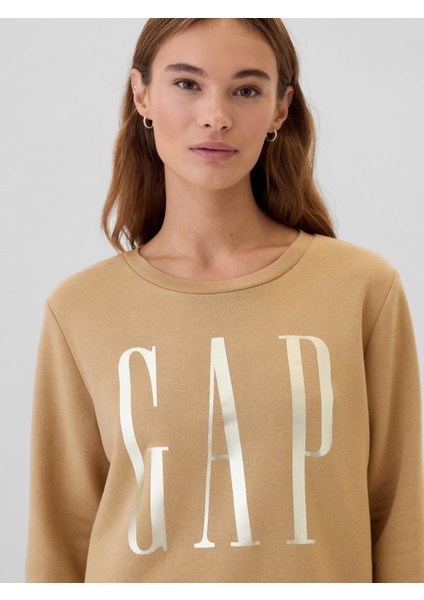 Kadın Bej Gap Logo Relaxed Fleece Sweatshirt modelleri