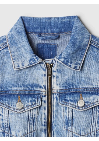 Kız Çocuk Mavi Icon Bomber Denim Ceket