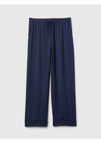 Kadın Lacivert Saten Pijama Altı