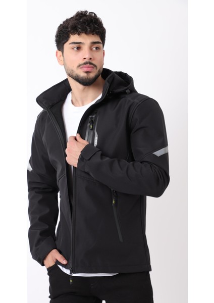 Reflektörlü Çıkarılabilir Kapüşonlu Softshell Mont Bl 1701_50388